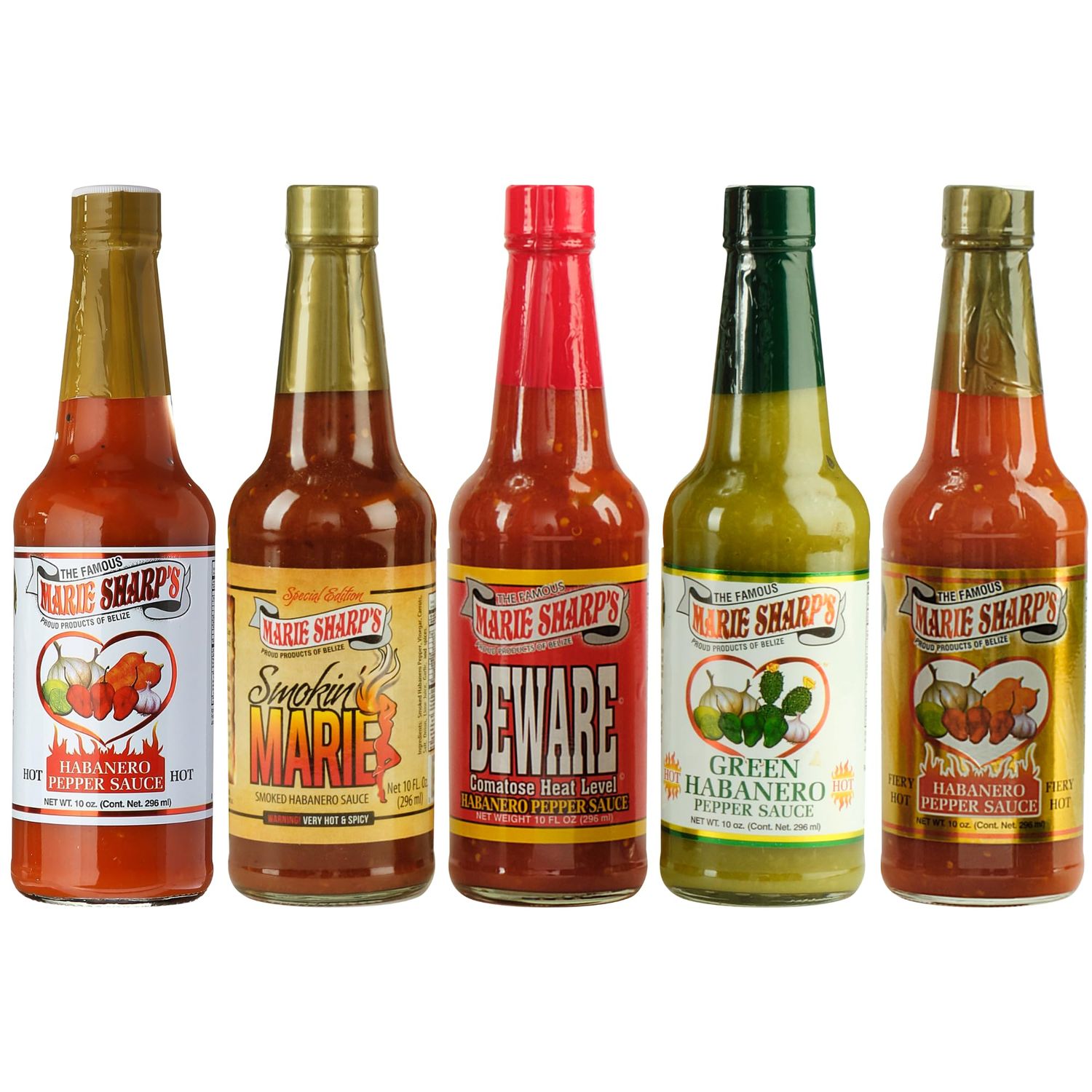 Marie Sharp&#39;s Hot Pepper Sauce Variety Set, 10 oz each