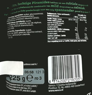 Venco Piramides I Sweet Licorice Pyramids from the Netherlands I Dutch Sweet Licorice from Holland 225g 7.93 ounce