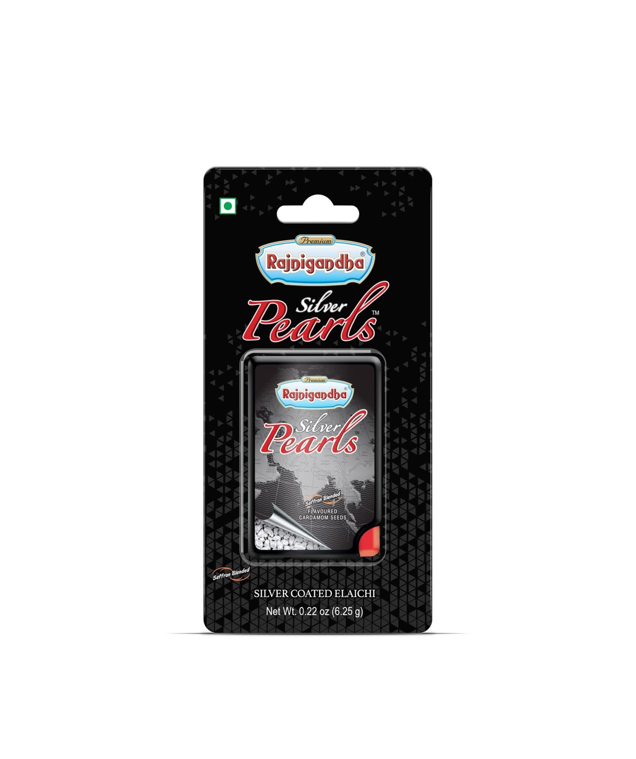 Rajnigandha Silver Pearls Premimun Quality Mint with Silver Coated Elaichi Saffron Blended Indian Mouth Freshner DS Group Authenticated Pack of 10 (6.25 Grams X 10 Pieces)