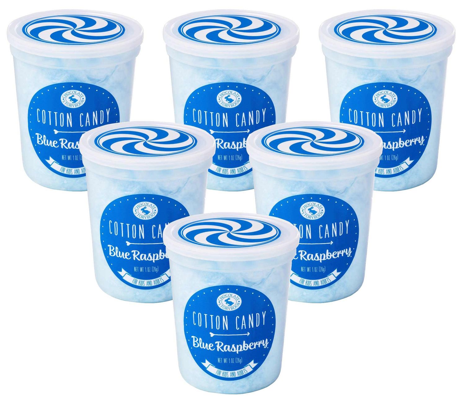 Blue Raspberry Cotton Candy 6 pack - Unique Idea for Holidays, Birthdays, Gag Gifts, Party Favors