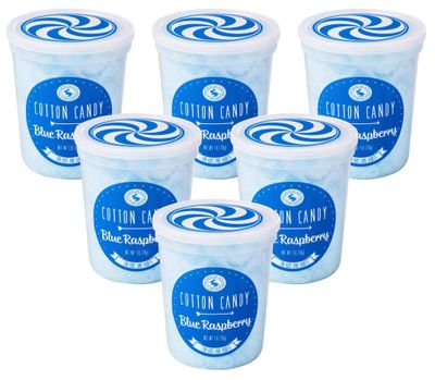 Blue Raspberry Cotton Candy 6 pack - Unique Idea for Holidays, Birthdays, Gag Gifts, Party Favors