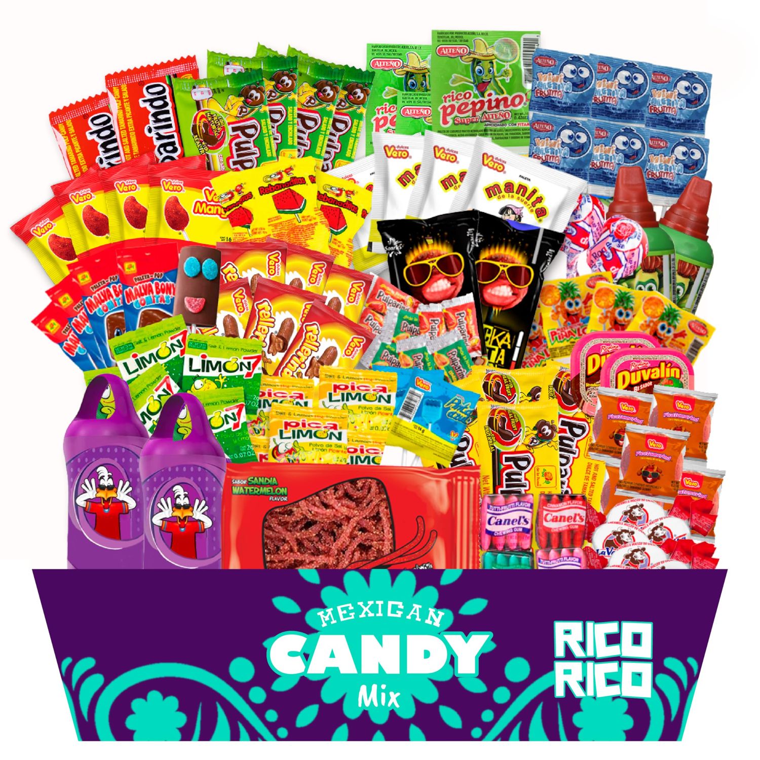 Mexican Candy Assortment 100 Pieces - Sweet, Spicy &amp; Tangy Dulces Mexicanos, Authentic Fiesta Snacks, Perfect for Parties &amp; Gifts