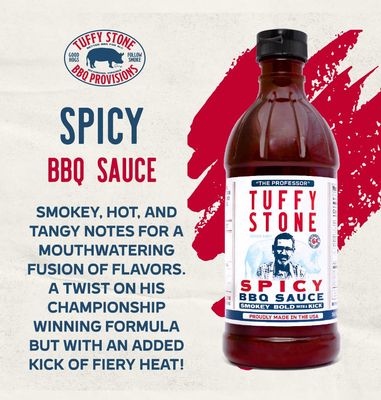 Spicy BBQ Sauce Tuffy Stone 6x World Barbecue Grand Champion I Smoky, Hot, and Tangy I All-Purpose BBQ Sauce Perfect for Smoked Meats I 16 oz bottle