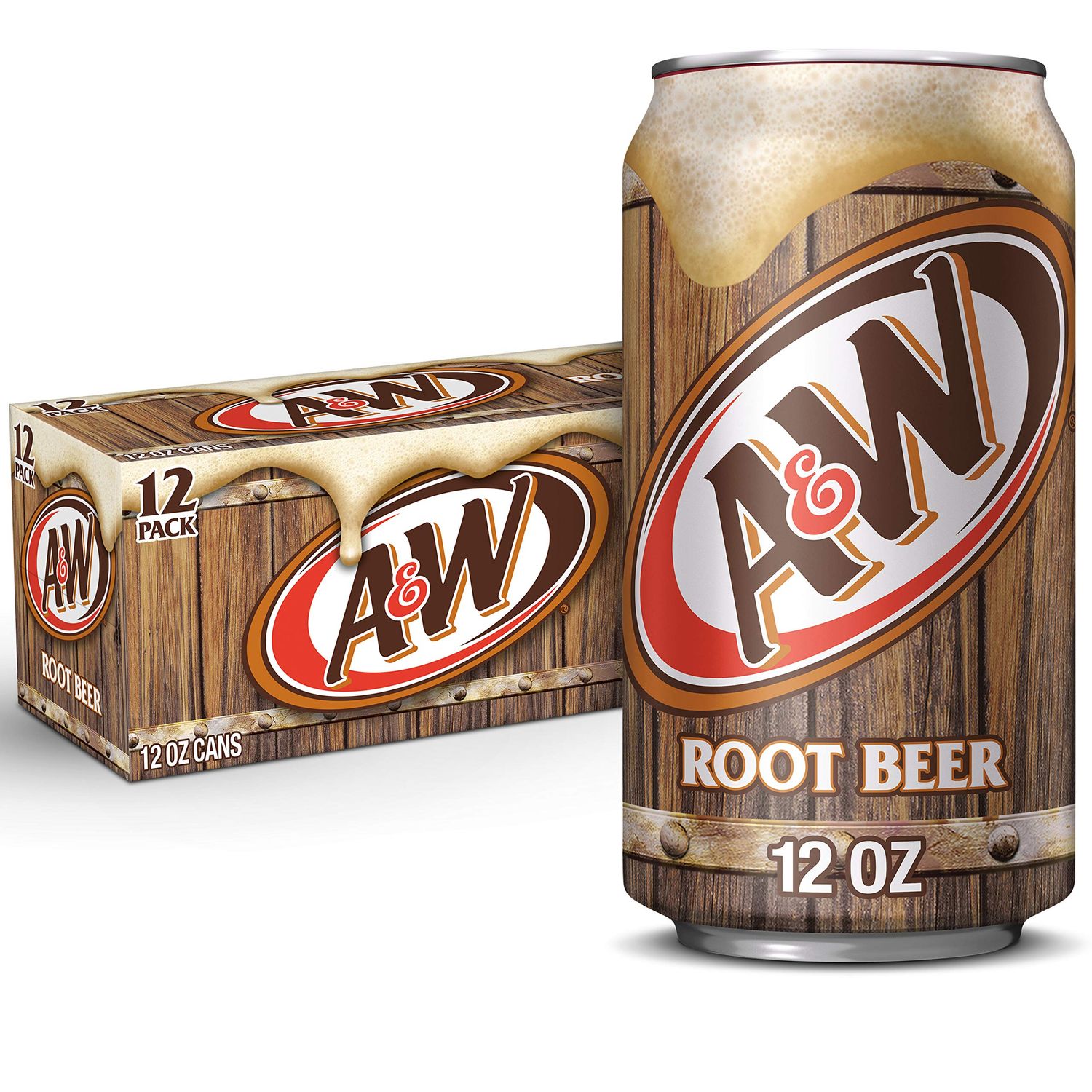 A&amp;W Root Beer Soda, 12 fl oz cans, 12 pack