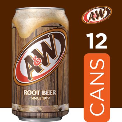 A&amp;W Root Beer Soda, 12 fl oz cans, 12 pack