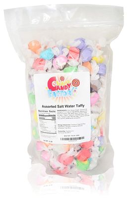 Sarahs Candy Factory Salt Water Taffy Assorted Taffy Kosher and Gluten Free in Resealable Bag, 2 Lbs
