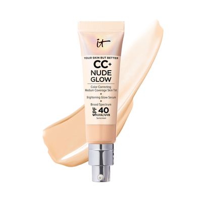 IT Cosmetics CC Nude Glow Lightweight Foundation Glow Serum with SPF 40 - With Niacinamide, Hyaluronic Acid &amp; Green Tea Extract - Light Medium - 1.08 fl oz