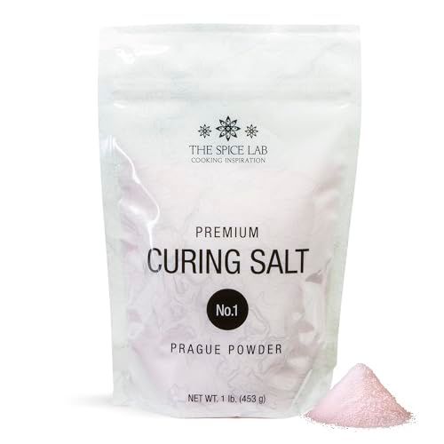 The Spice Lab Curing Salt No. 1 - Pink Prague Powder with 6.25% Sodium Nitrite - Meat Curing Salt for Bacon, Jerky, Brisket &amp; Corned Beef - Made in USA (1 lb)
