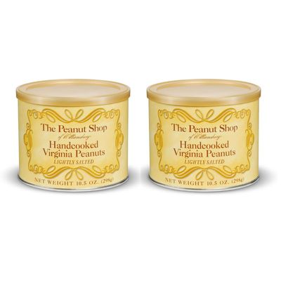 The Peanut Shop Handcooked Lightly Salted Virginia Peanuts - Gift Pack of 2, 10.5 oz. Tins by Lyza&#39;s Sweets &amp; Treats