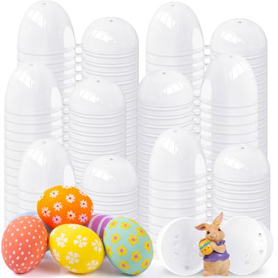 Baaxxango 100 Pieces Empty Easter Eggs,Blank White Plastic Eggs,Fillable Empty DIY Easter Eggs Bulk for Filling Easter Candy,Easter Theme Party Favor,Easter Basket Stuffers Fillers