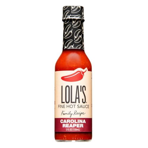 Lolas Carolina Reaper Hot Sauce Made with Red Jalapenos &amp; Carolina Reaper Peppers 0 Calories, 0g Fat, Low Sodium All-Natural, Keto, Gluten-Free 5 Fl Oz (Pack of 1)