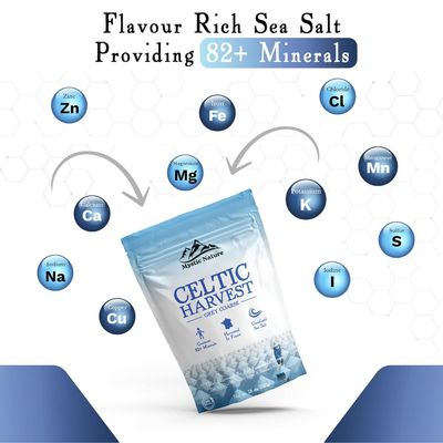 Mystic Nature Celtic Sea Salt - 500g 100% Natural Unrefined Celtic Salt Hand Harvested Using Sustainable And Eco Friendly Practices Contains 82 Minerals UK Brand