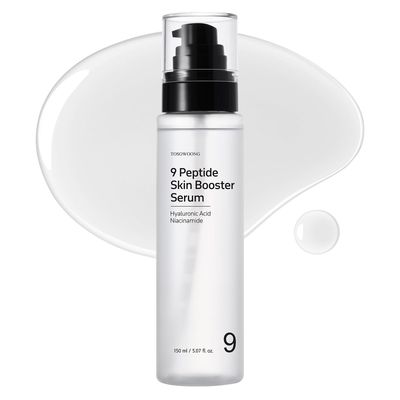TOSOWOONG 9 Peptide Skin Booster Serum, Niacinamide &amp; Hyaluronic Acid Skin Renewal Boosting Facial Essence for All Skin Types, Korean Skin Care, Paraben Free, 150ml, 5.07 fl.oz.
