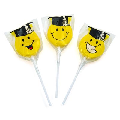 Fun Express - Smile Face Graduation Suckers for Graduation - Edibles - Sucker &amp; Pop - Character Suckers - Graduation - 12 Pieces