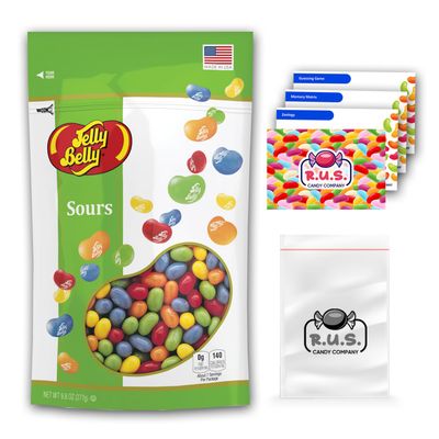 Jelly Belly Sours Mix Jelly Bean - 9.8oz Bag with R.U.S. Candy Pocket Size Travel Bag 3 R.U.S. Candy Cards (Sours)