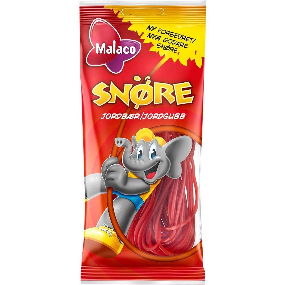 2 Bags x 94g of Malaco Snore Jordgubb - Strawberry - Original - Swedish - Wine Gums - Laces - Candies - Sweets