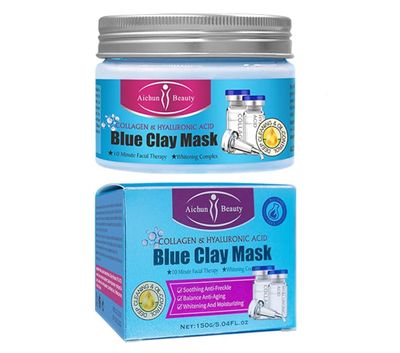 AICHUN BEAUTY Clay Face Mask Deep Cleansing Exfoliation Soothing Repair Remove Blackheads Facial Moisturizing Anti-Acne (COLLAGEN &amp; HYALURONIC ACID (BLUE))