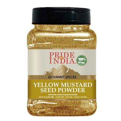Pride Of India - Yellow Mustard Ground - Gourmet Spice - Ideal for Pickles/Mustard Dressing/Sauces/ Hotdogs - Preservatives &amp; Additives Free - Easy to Store - 8oz. Medium Dual Sifter