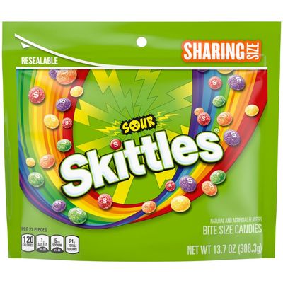 SKITTLES Sour Chewy Candy Bulk Pack - Share Size, 13.7 Oz Bags (Pack of 6), Tangy Fruit Flavors (Sour Strawberry, Lime, Lemon, Orange &amp; Grape), Individually Wrapped, Sour Candy for Parties &amp; Snacking
