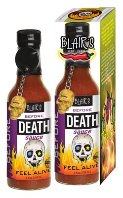 Blair&#39;s Before Death Sauce with Habanero &amp; Skull Chain 5 Ounce - Mild Heat, Perfect Table Sauce for Every Meal