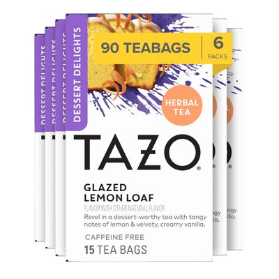 TAZO Glazed Lemon Loaf Herbal Tea Bags, Aromatic Blend, Caffeine-Free, 15 Tea Bags, 6 Count