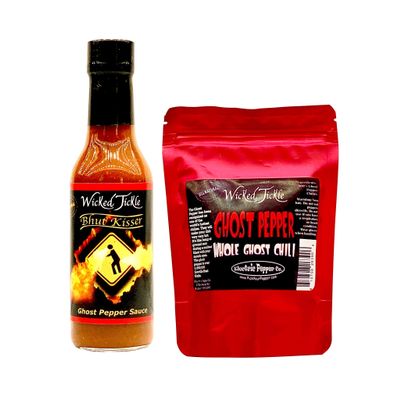 Ghost Pepper Hot Sauce 7 Whole Ghost Peppers Wicked Tickle Bhut Kisser Very Hot