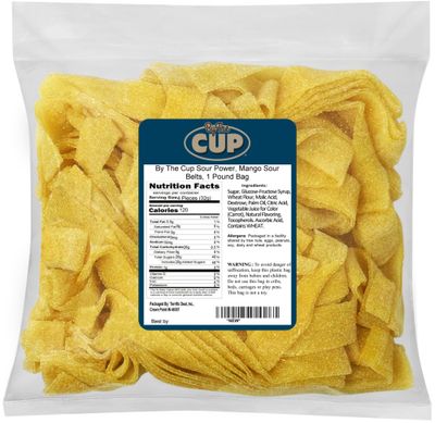 By The Cup Sour Power Mango Sour Belts, 1 lb Bulk Bag