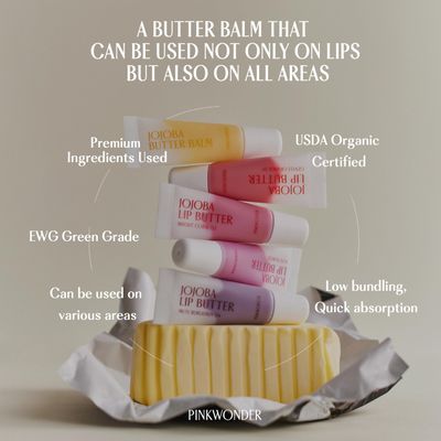 PINKWONDER Jojoba Lip Butter (04 Mute Burgundy) Hydrating Lip Balm with Organic Jojoba Oil Non-Sticky Lip Gloss for Dark Lips Korean Lip Balm