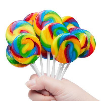 Swirl Rainbow Lollipops Individually Wrapped Bulk, Rainbow Candy Kid&#39;s Lollipops Candy Birthday Party Favors, Raspberry Flavor 18 Pack