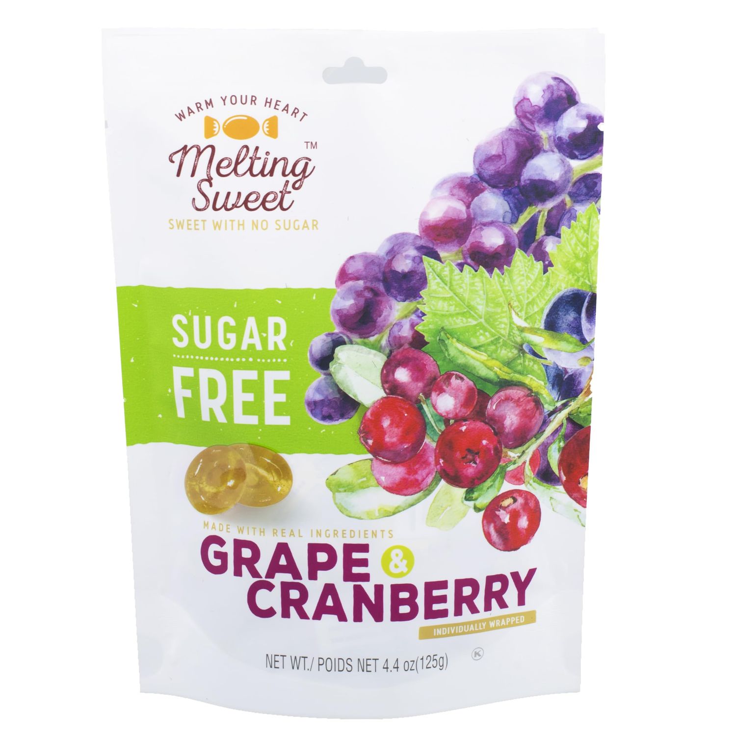 Melting Sweet Sugar Free Premium Hard Candy (Grape Cranberry, 4.4 Ounce, Pack of 1)