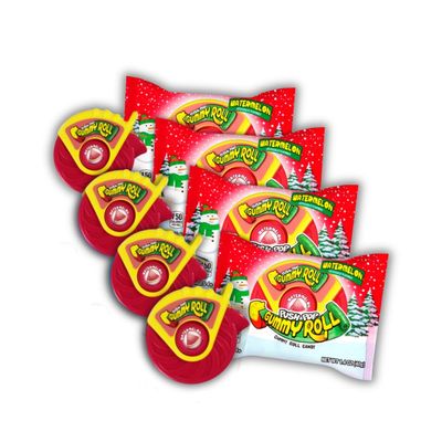 Winter Push Pop Gummy Rolls - Watermelon - Gift Pack of 4 By Lyza&#39;s Sweets &amp; Treats