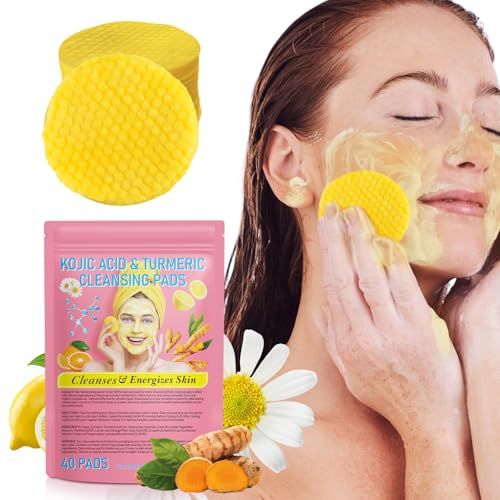 Turmeric Kojic Acid Cleansing Pads, Kojic Acid And Turmeric Cleansing Pads Helps Balance Skin Oil And Water, Remove Excess Keratin From The Body&#39;S Skin, 40PCS