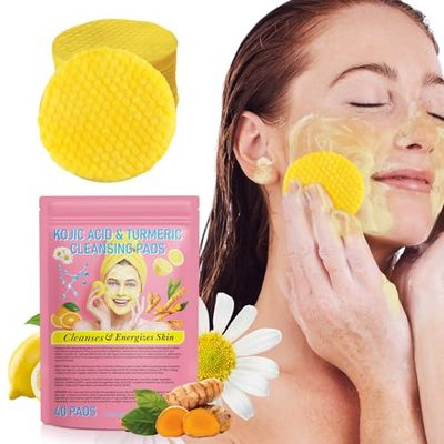 Turmeric Kojic Acid Cleansing Pads, Kojic Acid And Turmeric Cleansing Pads Helps Balance Skin Oil And Water, Remove Excess Keratin From The Body&#39;S Skin, 40PCS