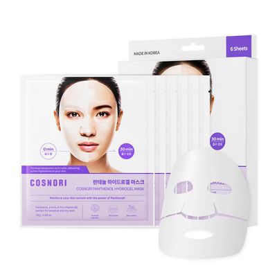 COSNORI Panthenol Hydrogel Mask - Calming &amp; Hydrating, Supports Skin Texture, Moisturizing, Skin Comfort, Korean Facial Mask for Sensitive Skin, 0.98 oz(28g) x 6ea