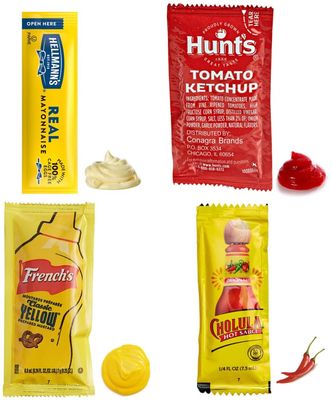 Generic Condiment Packets Variety Pack - 25 of Each: Ketchup, Mustard, Mayo, and Cholula hot sauce - (100pc) Great for picnic, party, BBQ, lunch box. Packed by flavor