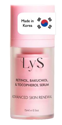 LYS by Misa Korean Retinol Serum for Face - Retinol, Bakuchiol &amp; Tocopherol Formula - Enhances Firmness &amp; Texture - Retinol for face &amp; All Skin Types, Sensitive - Made in Korea