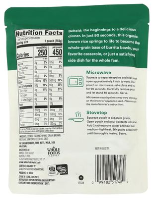365 By Whole Foods Market, Rice Brown Whole Grain 90 Second Organic, 9 Ounce