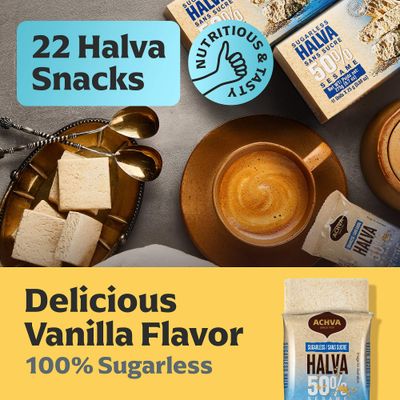 Variety Pack of Halvah Marble, Vanilla, and Walnut Israel Candy Bars- Vegan-Friendly, Certified Kosher Snacks with No Dairy or Gluten by Achva, 25 g. Each (Halvah Sugarless Pack of 2)
