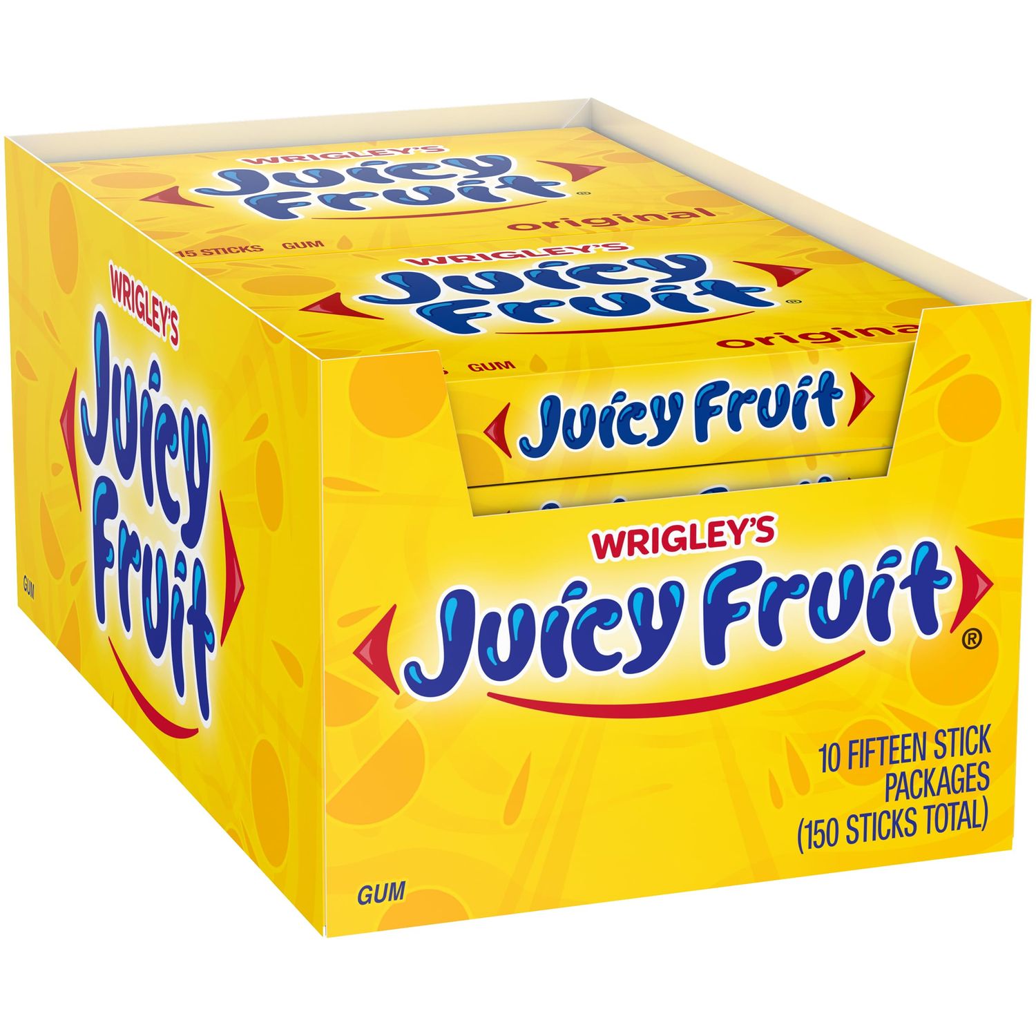 Wrigley Juicy Fruit Chewing Gum, 15 Stick (Pack of 10), 150 Gum Pieces