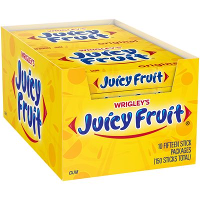 Wrigley Juicy Fruit Chewing Gum, 15 Stick (Pack of 10), 150 Gum Pieces