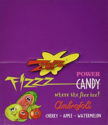 Zotz Fizzy Old Fashioned Hard Candy Assorted Fruit Flavored, Cherry, Apple, Watermelon Individually Wrapped. Filled With A Fizzy Center Gluten-Free, From Italy Since 1970 (48 Strings, Total 192 Units)