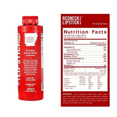 Redneck Lipstick Hot &amp; Spicy Barbecue Sauce, Touch of Cayenne Pepper, Ideal for All Recipe, Authentic American Tastes, Made in USA, 1 Pack (18 oz)