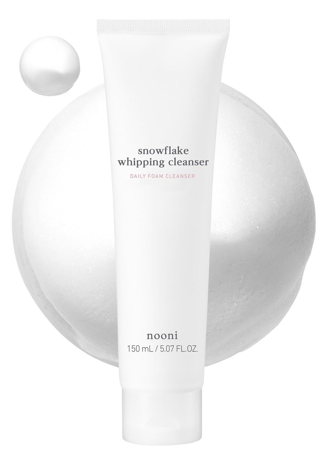 NOONI Face Cleansing - Snowflake Whipping Cleanser Korean Glass Skin Care, Kbeauty, Facial Wash, Remove Impurities, Purigying, Vegan Whipped Cream, Moisturizing, Mother&#39;s Day, 5.07 FL Oz