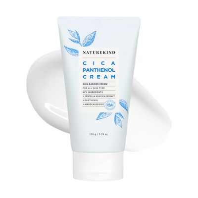 NATUREKIND Cica Panthenol Cream, 50,000ppm Panthenol, Centella Asiatica &amp; Hyaluronic Acid, Barrier Repair Moisturizer for Dry, Sensitive Skin, Korean Skincare, 150g, 5.29 oz.