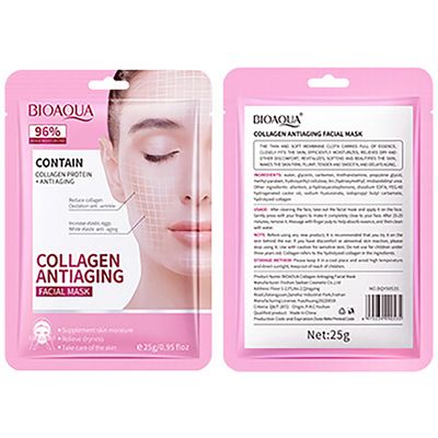 BIOAQUA 96% Dense Moisturizing Face Collagen Protein Anti-Aging Anti-Wrinkle Facial Mask Skin Care 5x25g / 0.95fl.oz