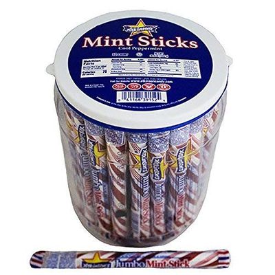 Atkinson Jumbo Red &amp; White Mint Candy Sticks - 52 Count Jar