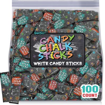 SWIRLEEY Candy Sticks Bulk - 100 Count - Chalk Bulk School Theme Favors &amp; Novelty Treats - Individually Wrapped Kid-Friendly Teacher Candy Gifts for Classroom Rewards, Party Bags &amp; Learning Fun