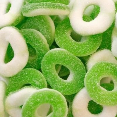 YANKEETRADERS Green Apple Fruit Flavored Gummy Rings, 64 Ounce Bag