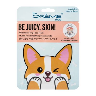 The Crme Shop Be Juicy, Skin! Animated Corgi Face Mask, Niacinamide Facial Mask, K Beauty Sheet Mask - 3 Pack