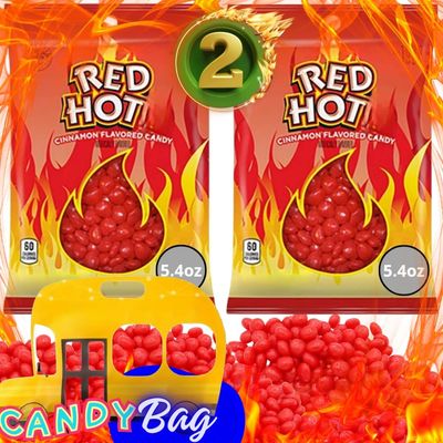 (PACK OF 2) Hot Cinnamon Original Hard Candy Flavored - Total of 10.8oz Candies (Packaging May Vary) - Comes With One Bus Resealable ZipBag